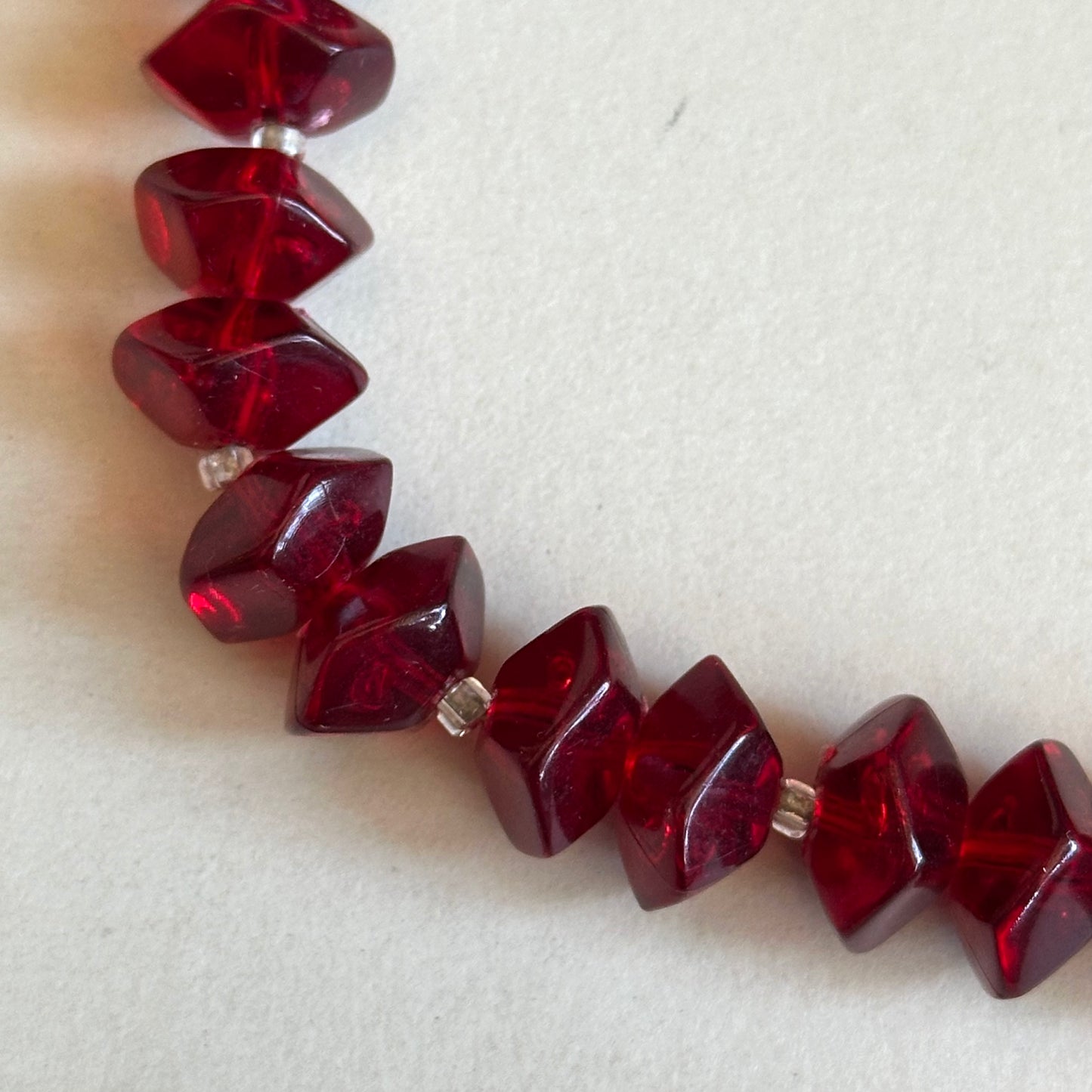 Vintage Cherry Amber Beaded Necklace