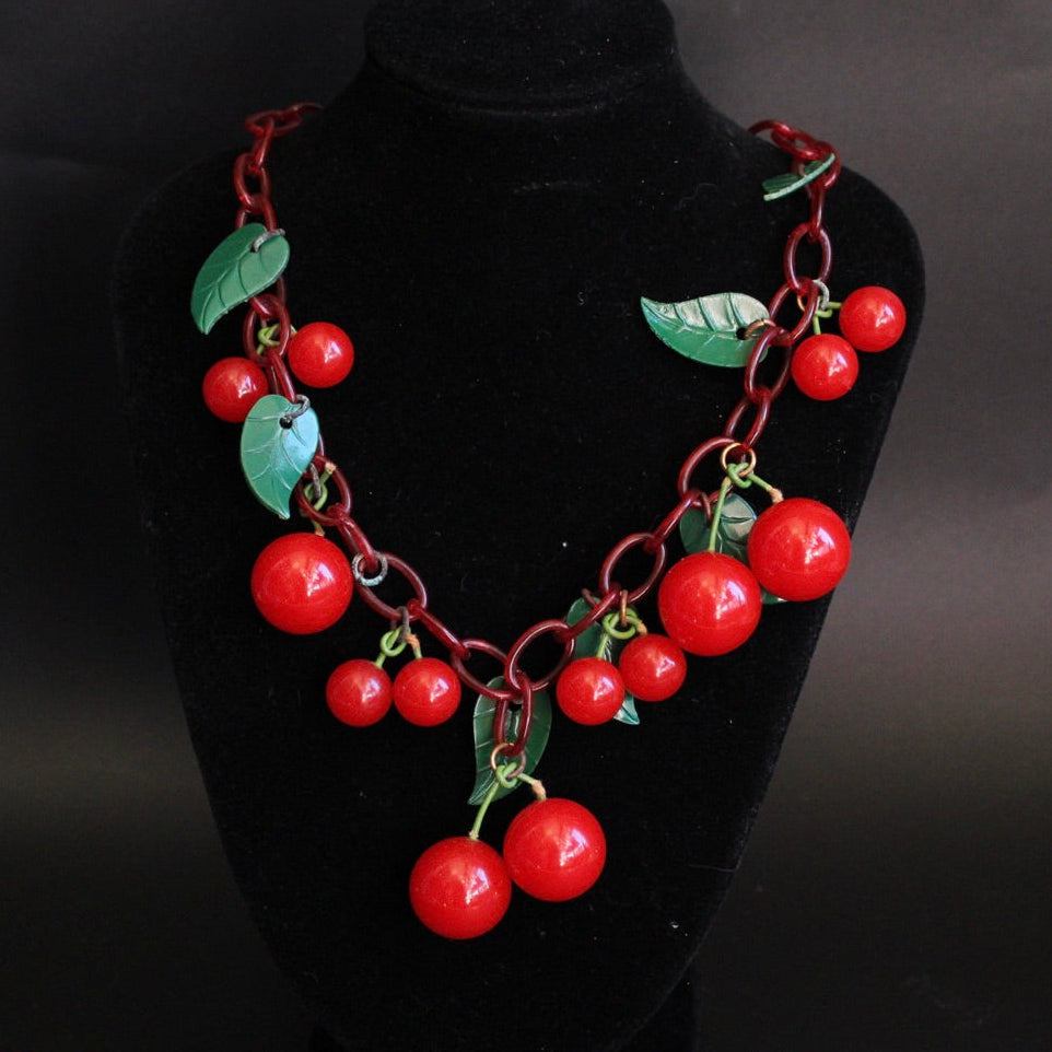 Vintage Bakelite Cherry Necklace