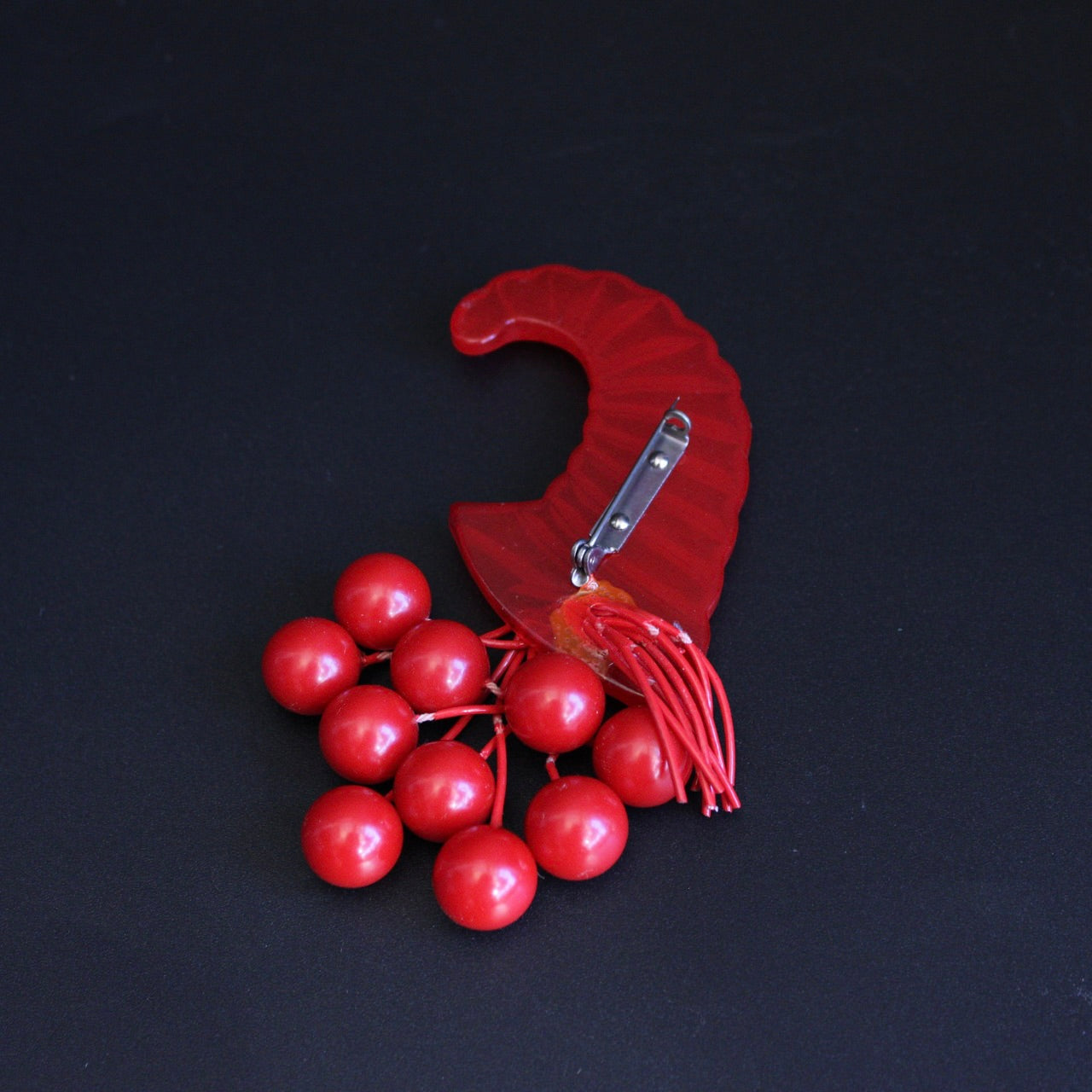 Vintage Bakelite Cornucopia With Dangling Cherries