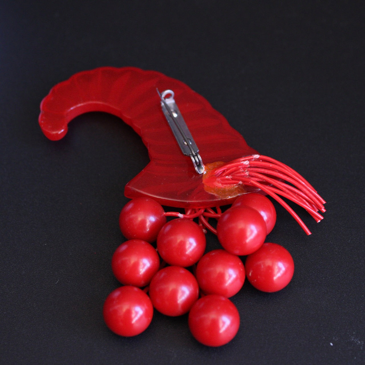 Vintage Bakelite Cornucopia With Dangling Cherries