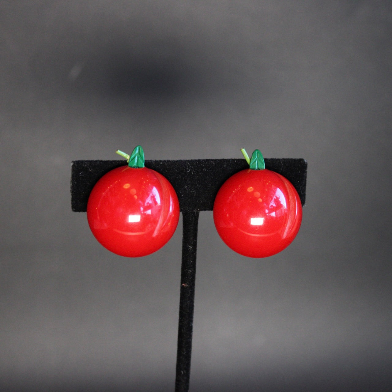 Vintage Bakelite Cherry Clip On Earrings