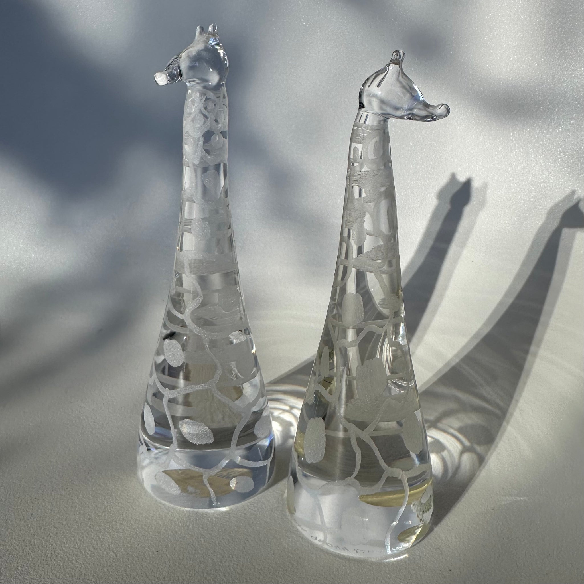Vintage Kosta Boda Glass Etched Giraffes