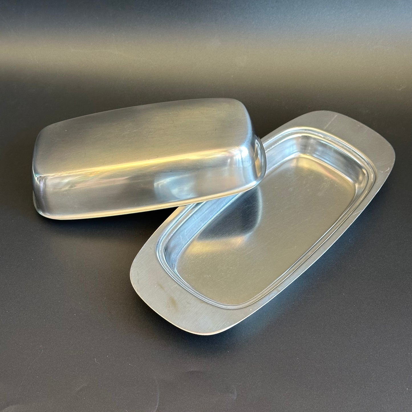 Vintage Danish Stainless Steel Butter Dish