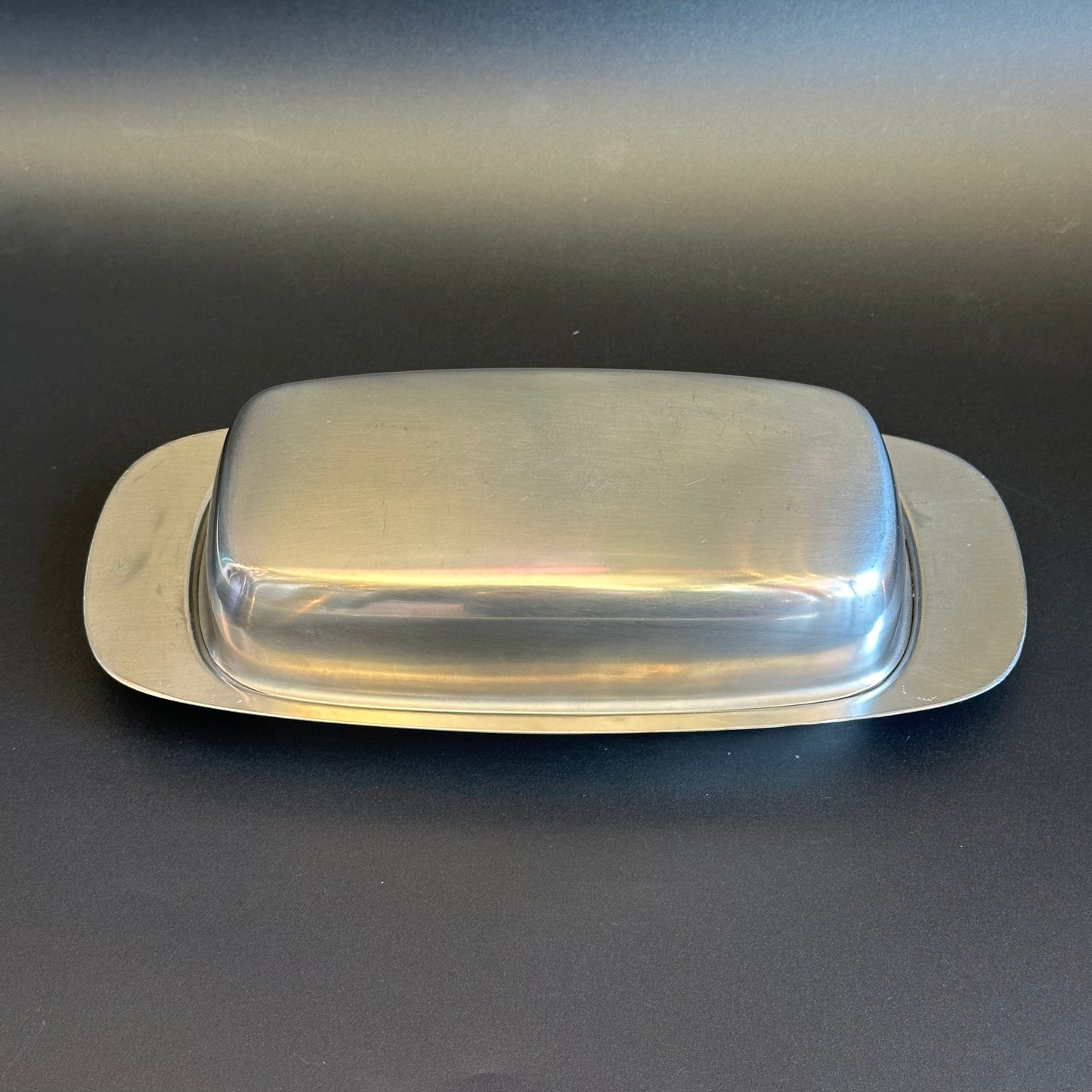 Vintage Danish Stainless Steel Butter Dish