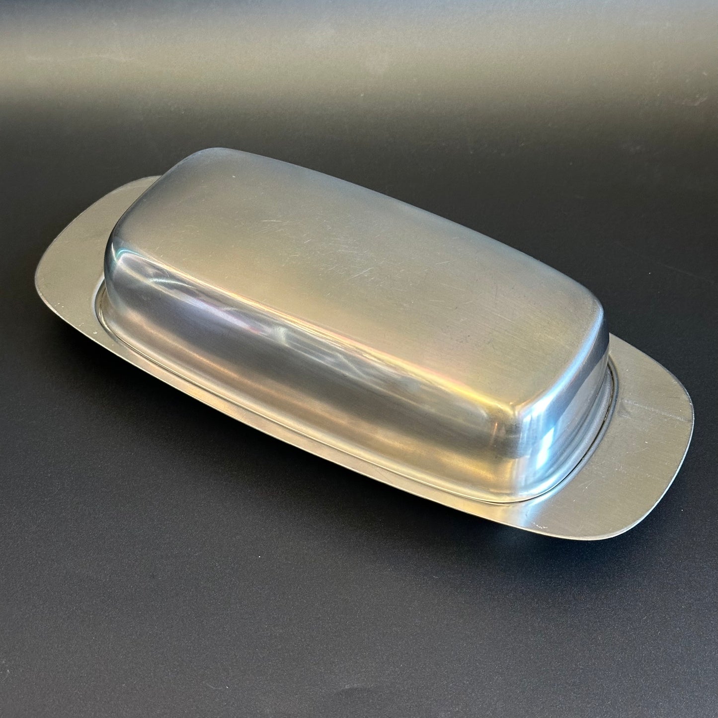 Vintage Danish Stainless Steel Butter Dish