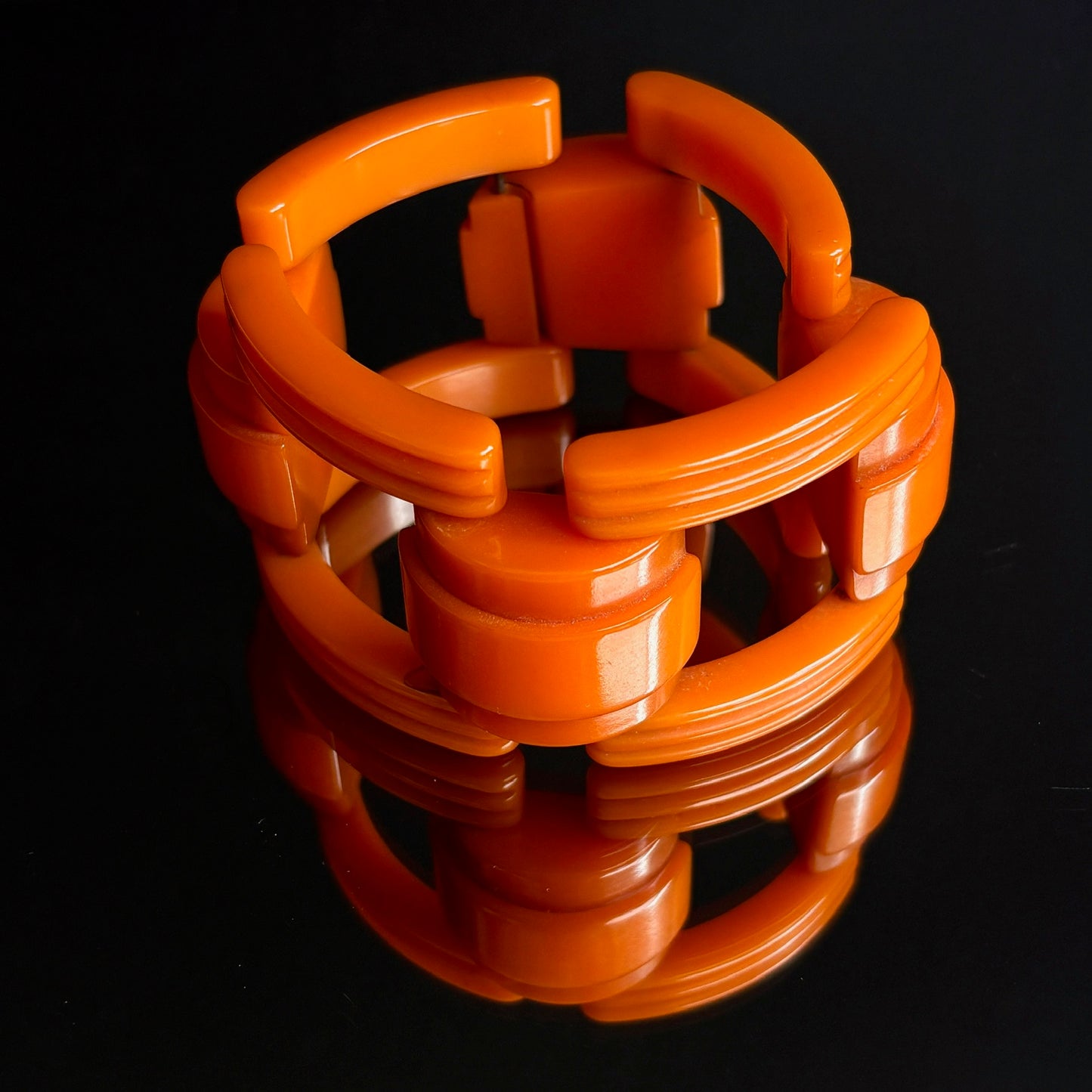 Vintage Pumpkin Bakelite Art Deco Link Bracelet