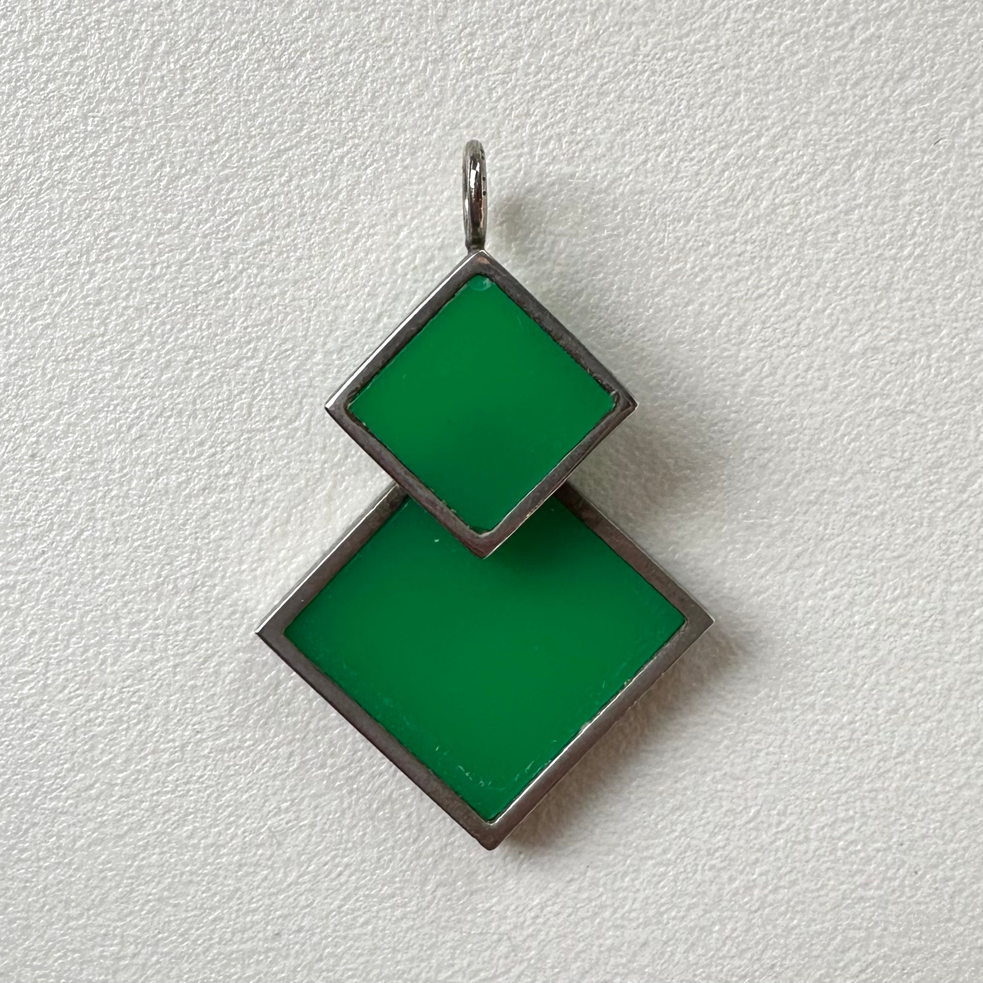Vintage Art Deco Green Glass Square Pendant (16)