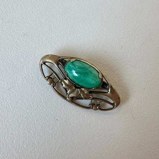 Vintage Italian Art Nouveau Aventurine Brooch (22)