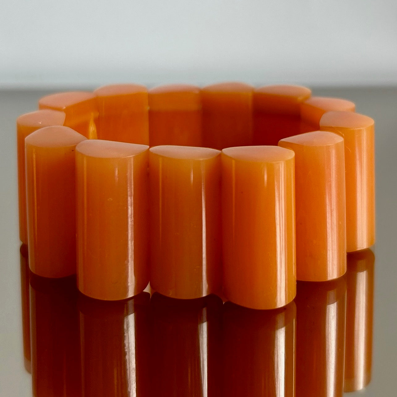 Vintage Orange Bakelite Elastic Bracelet