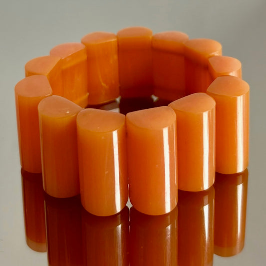 Vintage Orange Bakelite Elastic Bracelet