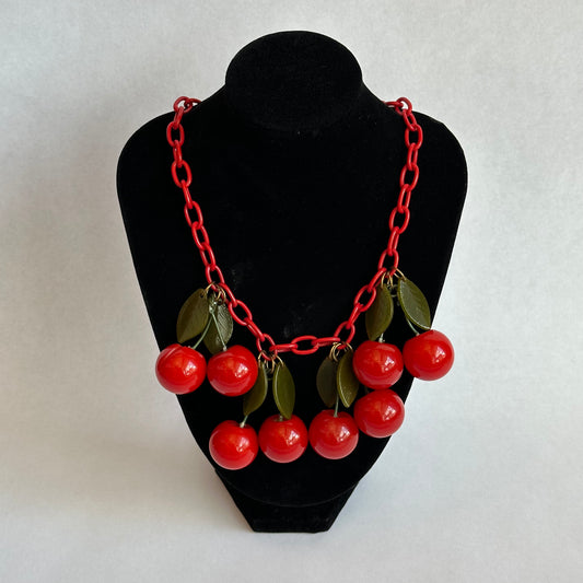 Vintage Bakelite Cherry Necklace