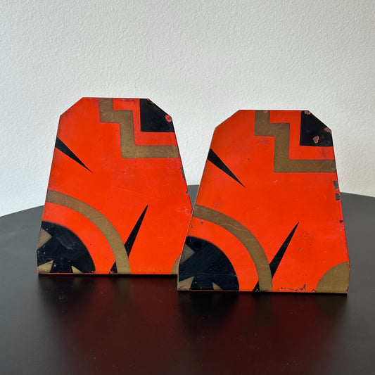 Vintage Bauhaus Painted Enamel Bookends Set