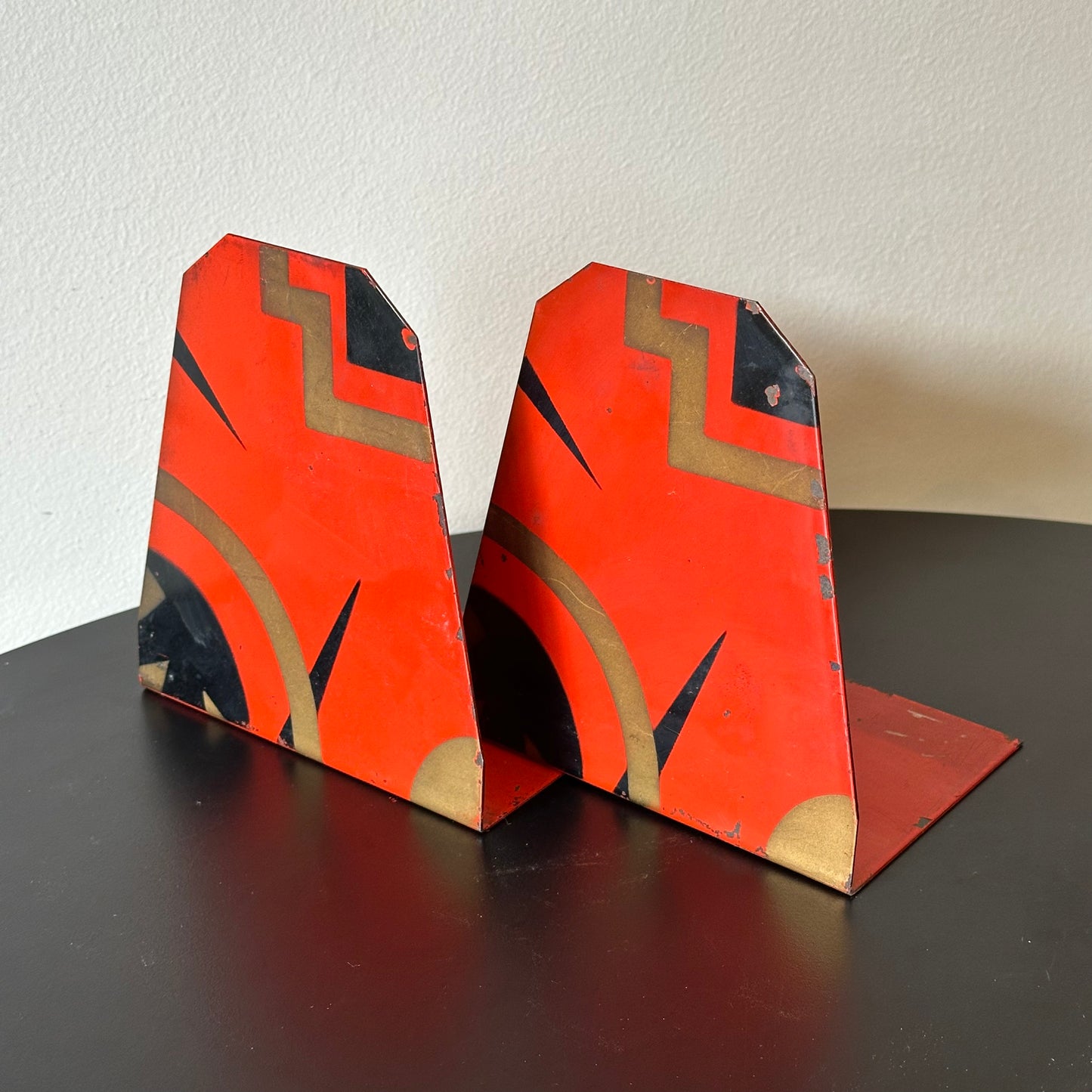 Vintage Bauhaus Painted Enamel Bookends Set