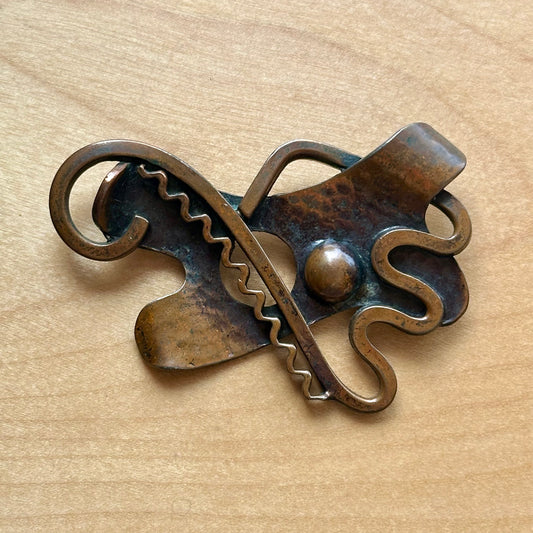 Vintage Rebajes Copper Modernist Brooch