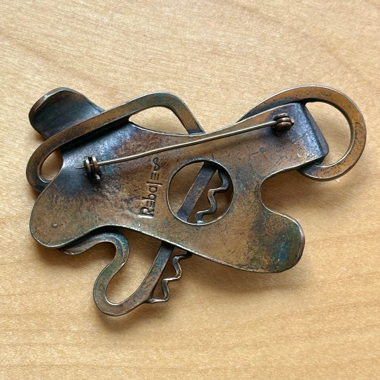 Vintage Rebajes Copper Modernist Brooch