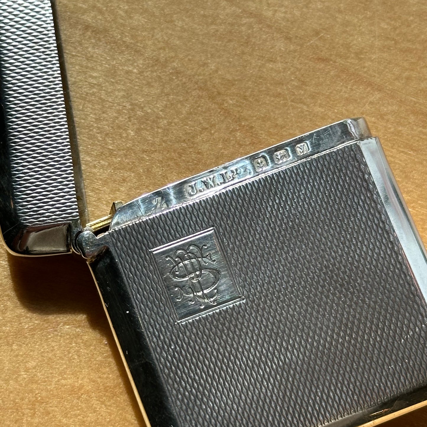 Vintage 1923 Sterling Silver Monogram Match Case