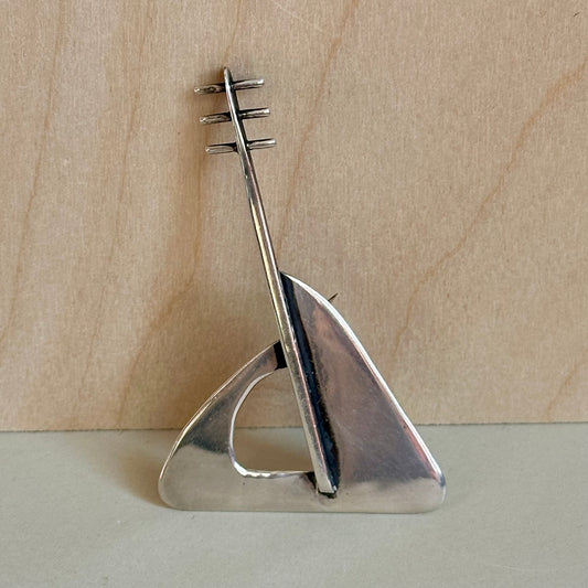 Vintage Paul Miller Sterling Silver Lute Brooch