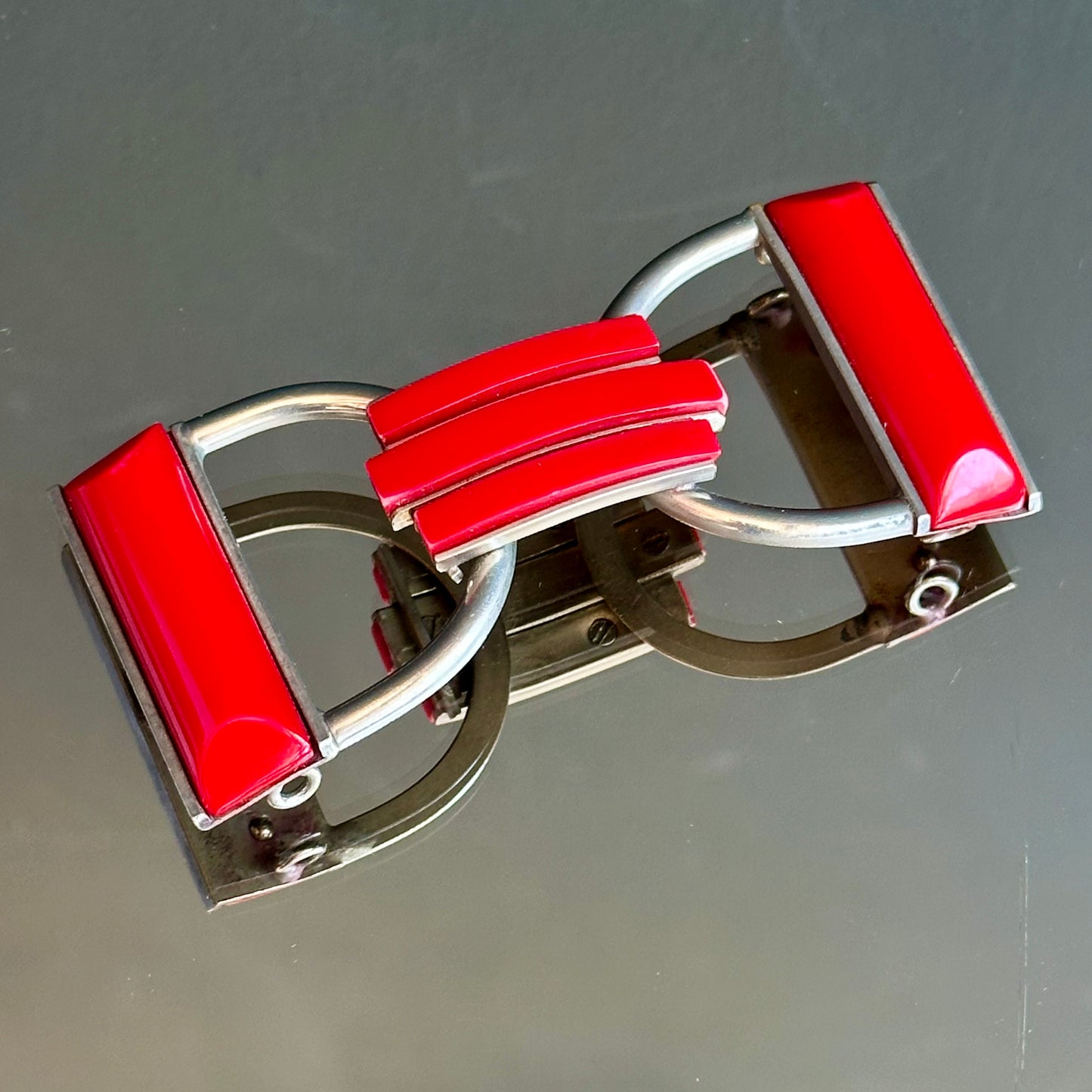 Vintage Bakelite Cherry Red Belt Buckle/Pendant