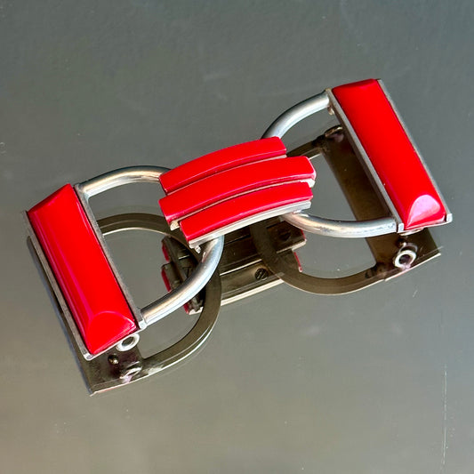 Vintage Bakelite Cherry Red Belt Buckle/Pendant