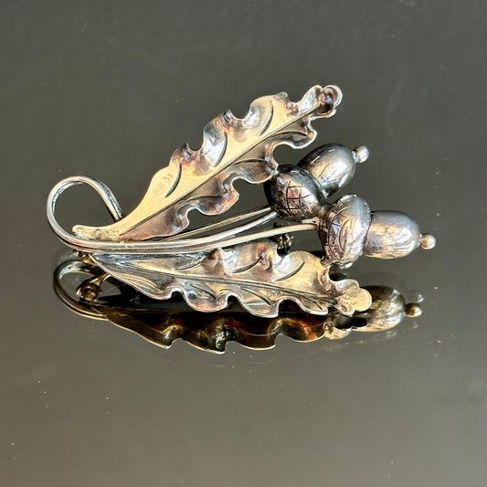 Vintage Georg Jensen Oak Leaves and Acorns Brooch #128