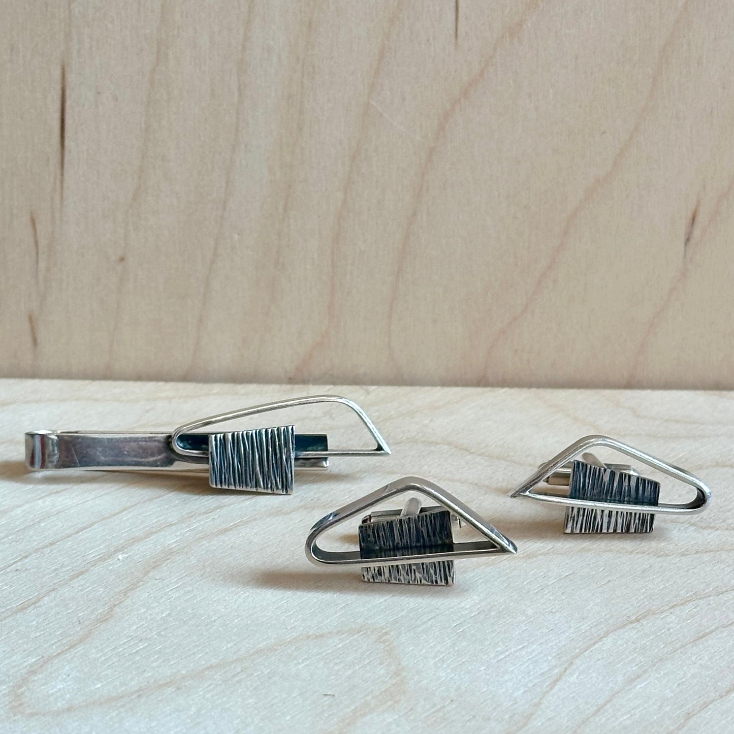 Vintage Henry Steig Sterling Tie Bar & Cufflinks Set