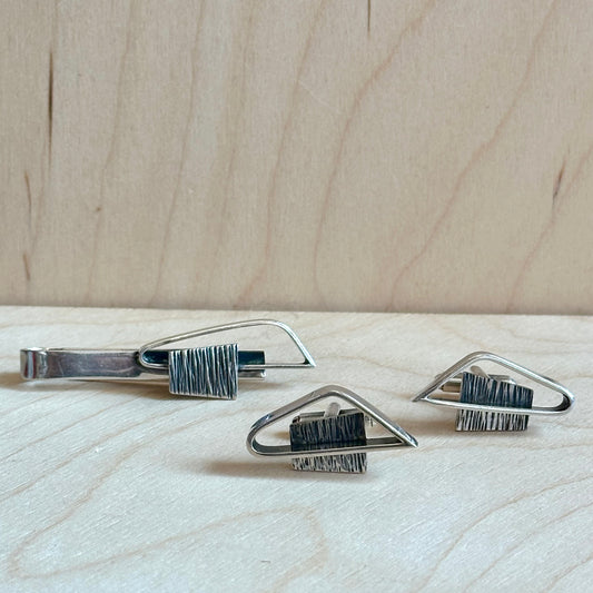 Vintage Henry Steig Sterling Tie Bar & Cufflinks Set