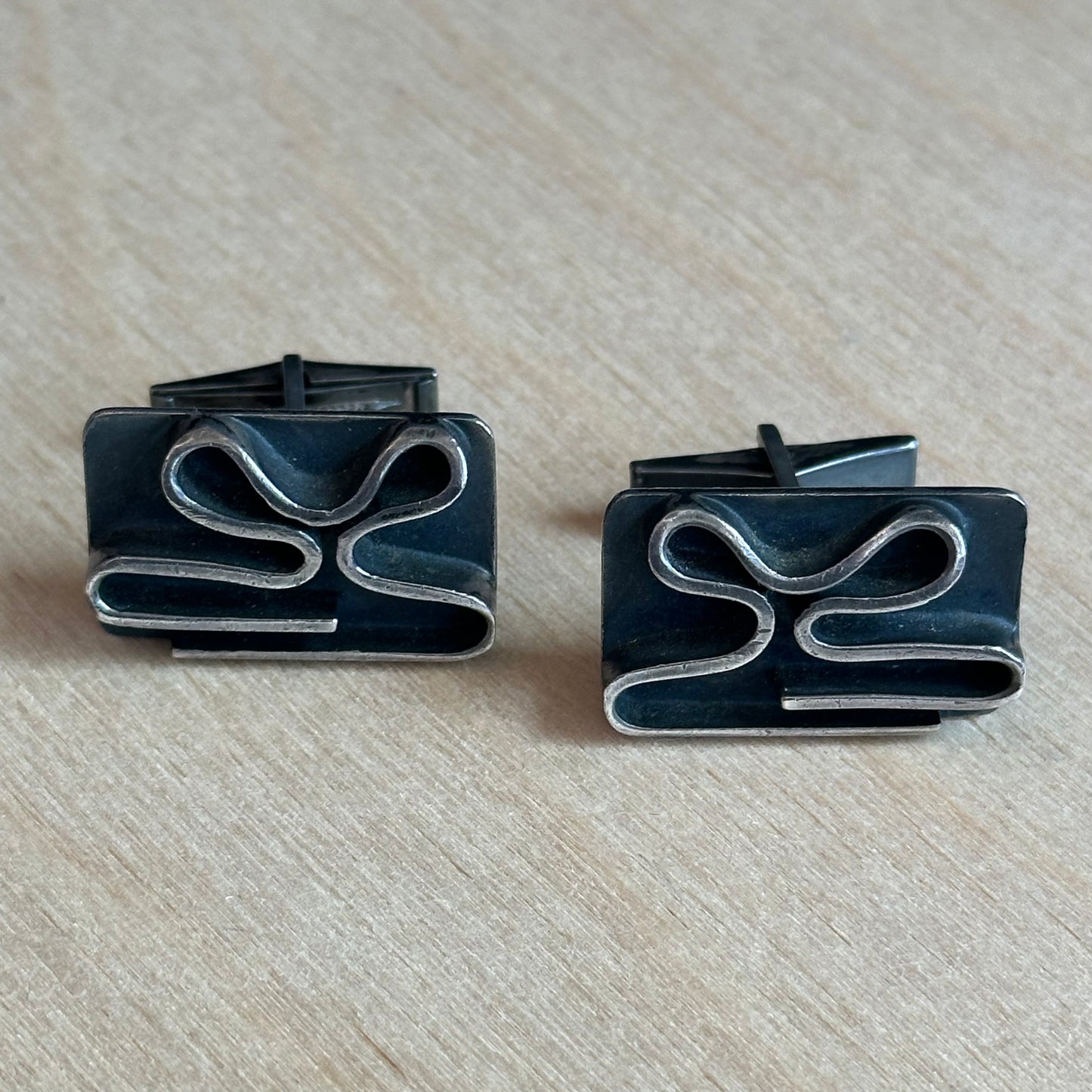 Vintage Esther Lewittes Modernist Sterling Cufflinks