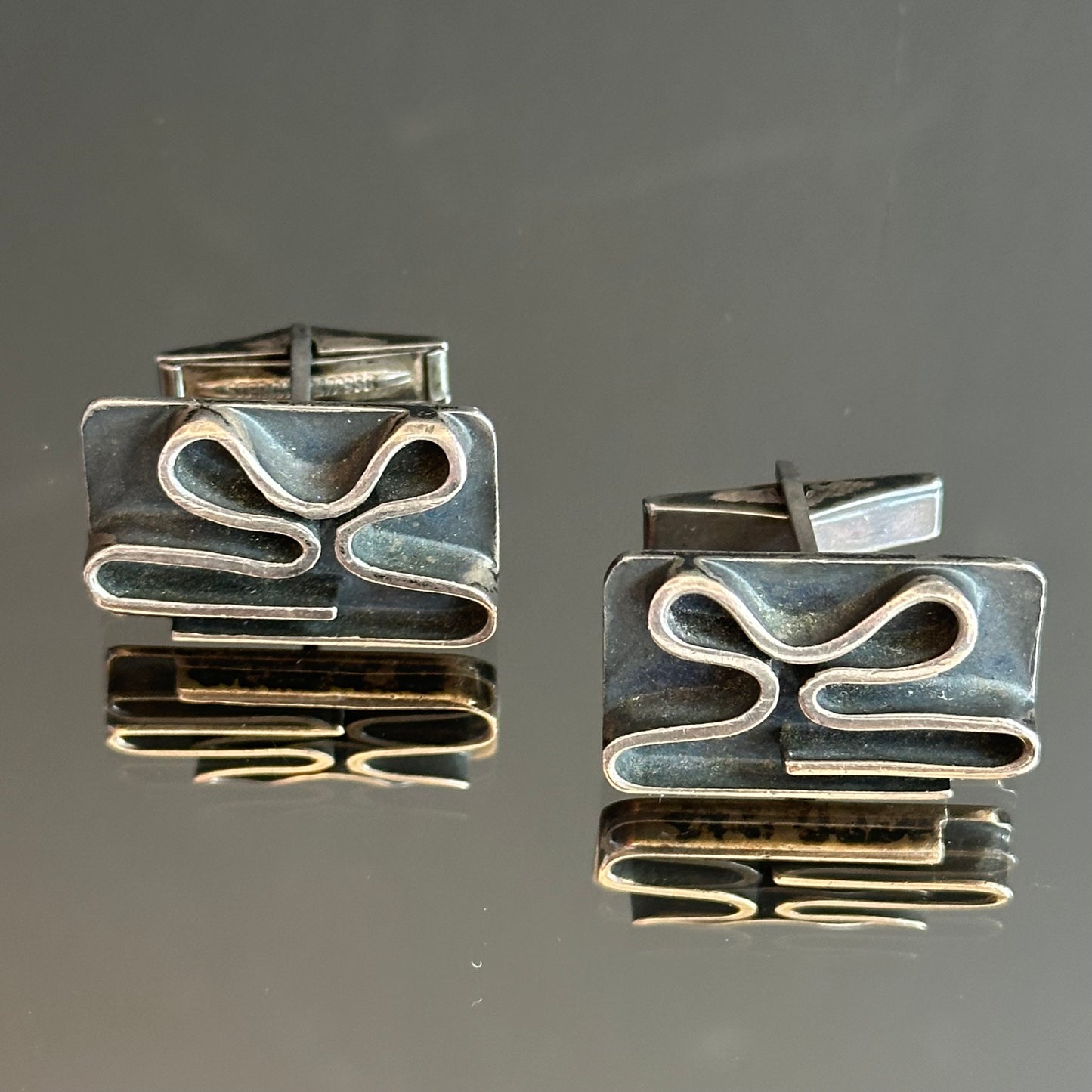 Vintage Esther Lewittes Modernist Sterling Cufflinks