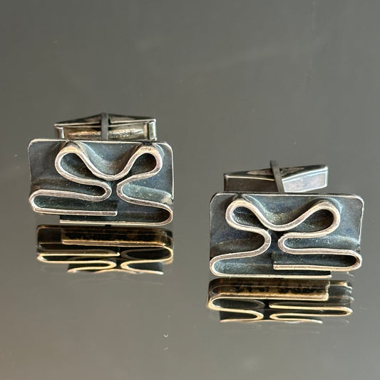 Vintage Esther Lewittes Modernist Sterling Cufflinks