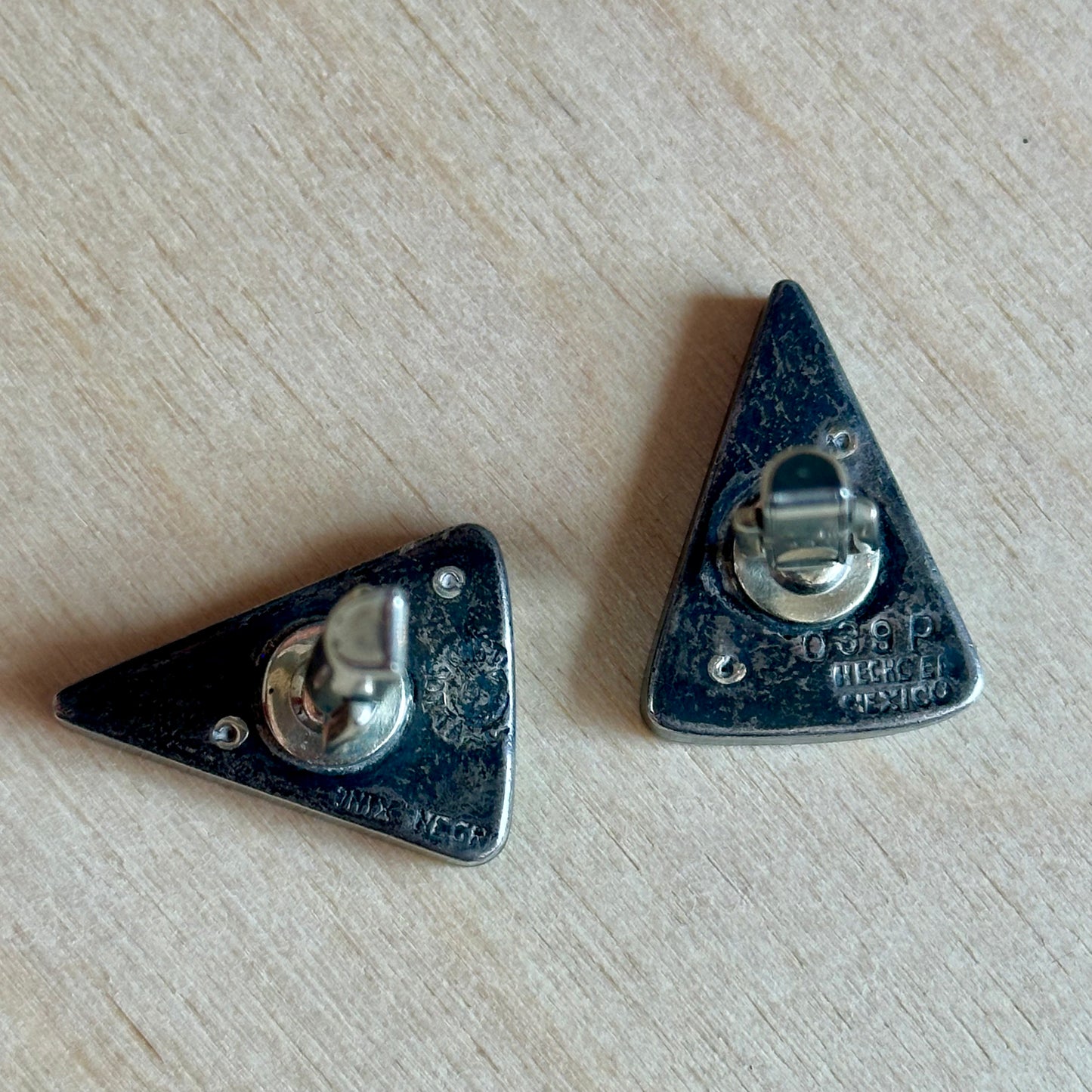 Vintage Los Castillo Sterling & Inlay Face Cufflinks