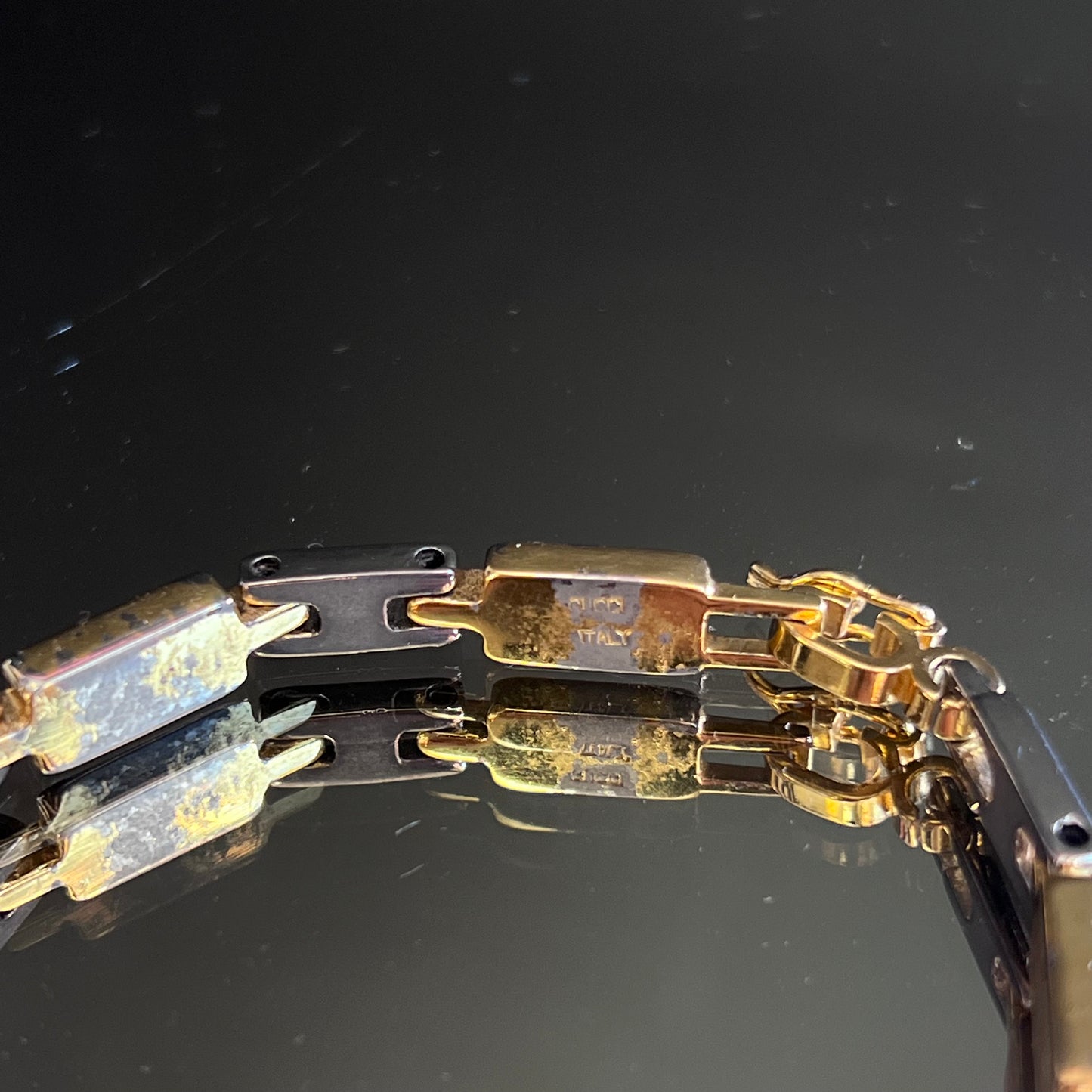 Vintage Gucci Silver & Gold Logo Bracelet