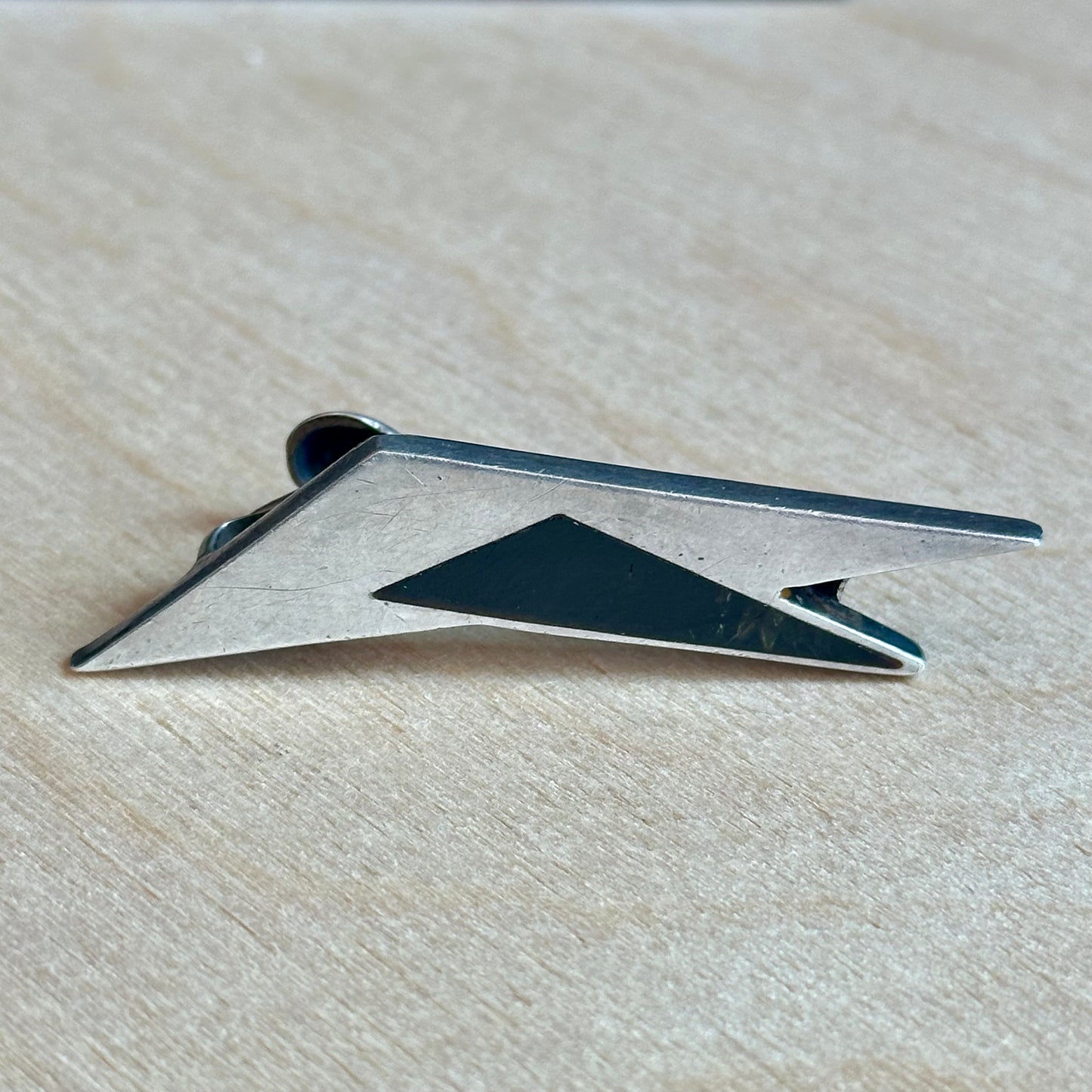 Vintage Antonio Pineda Taxco Silver & Onyx Tie Clip
