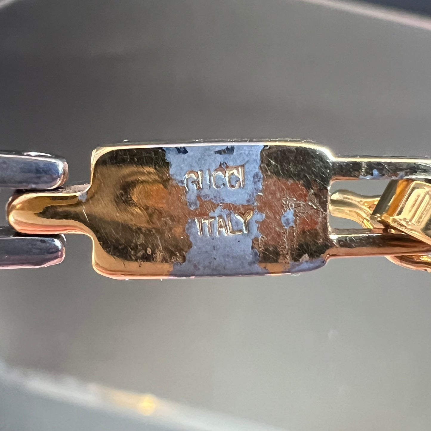 Vintage Gucci Silver & Gold Logo Bracelet
