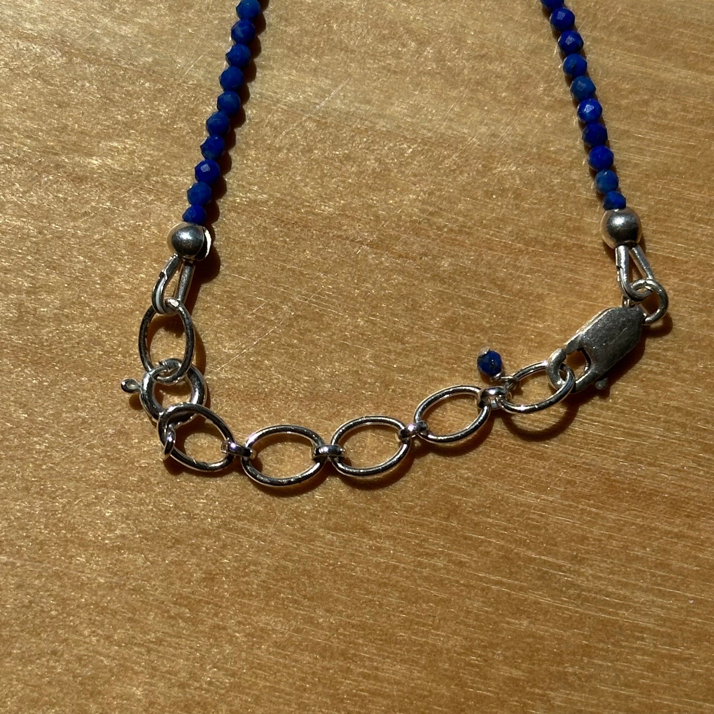 Vintage Sterling and Lapis Lazuli Beaded Necklace