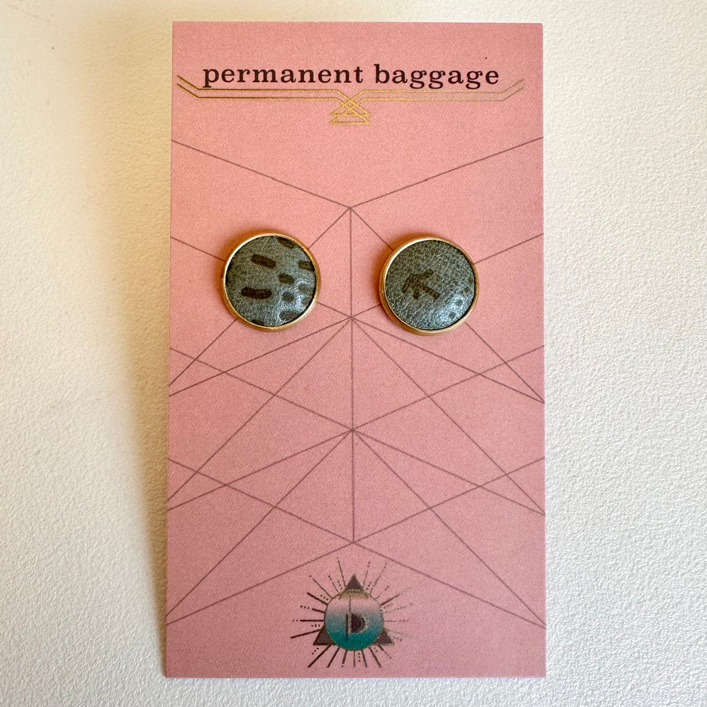 Permanent Baggage Button Leather Earrings