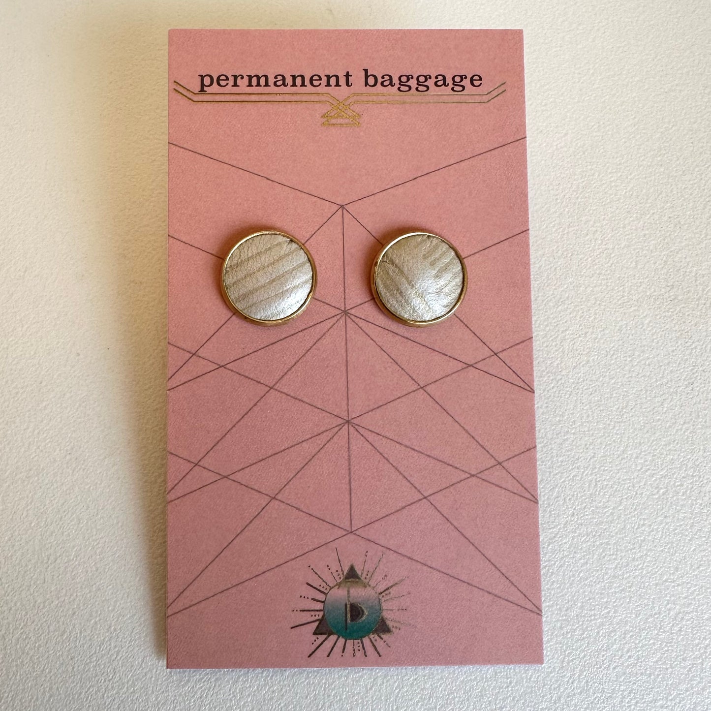 Permanent Baggage Button Leather Earrings