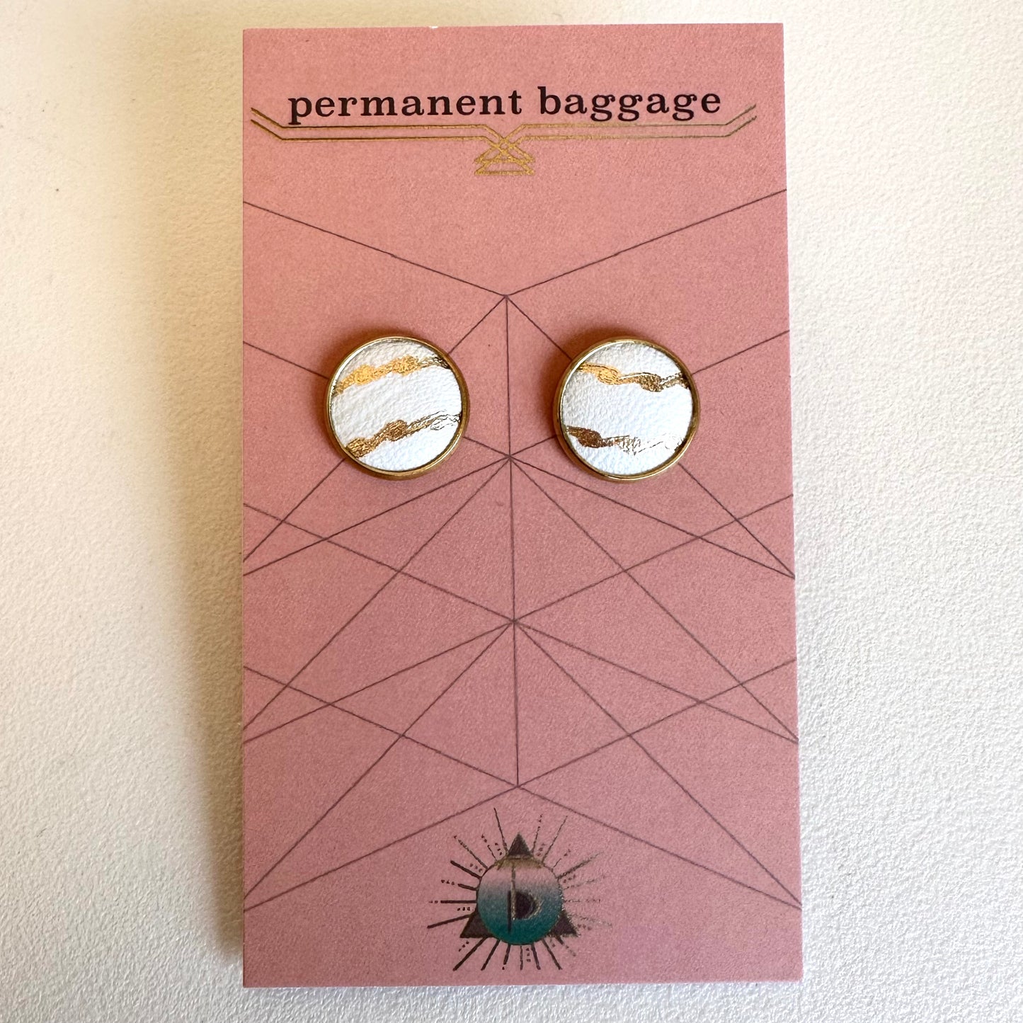 Permanent Baggage Button Leather Earrings