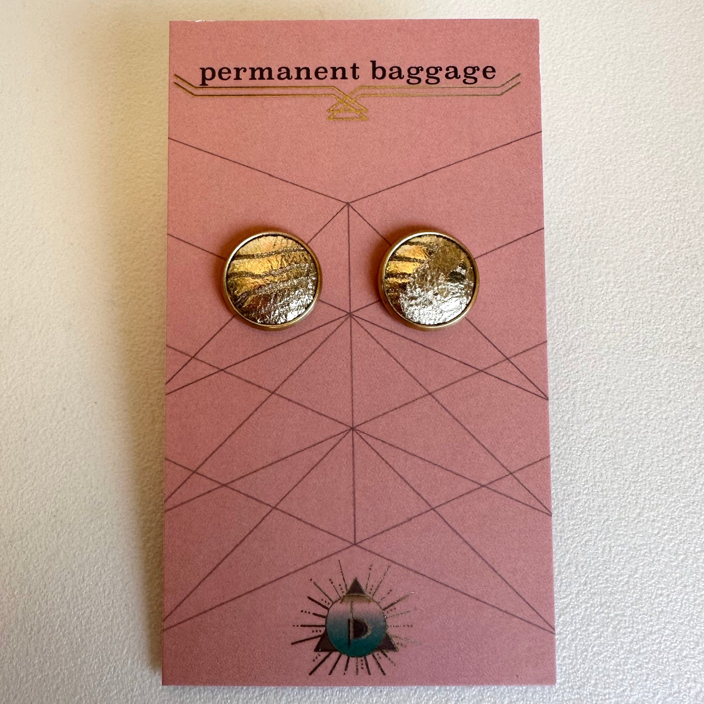 Permanent Baggage Button Leather Earrings