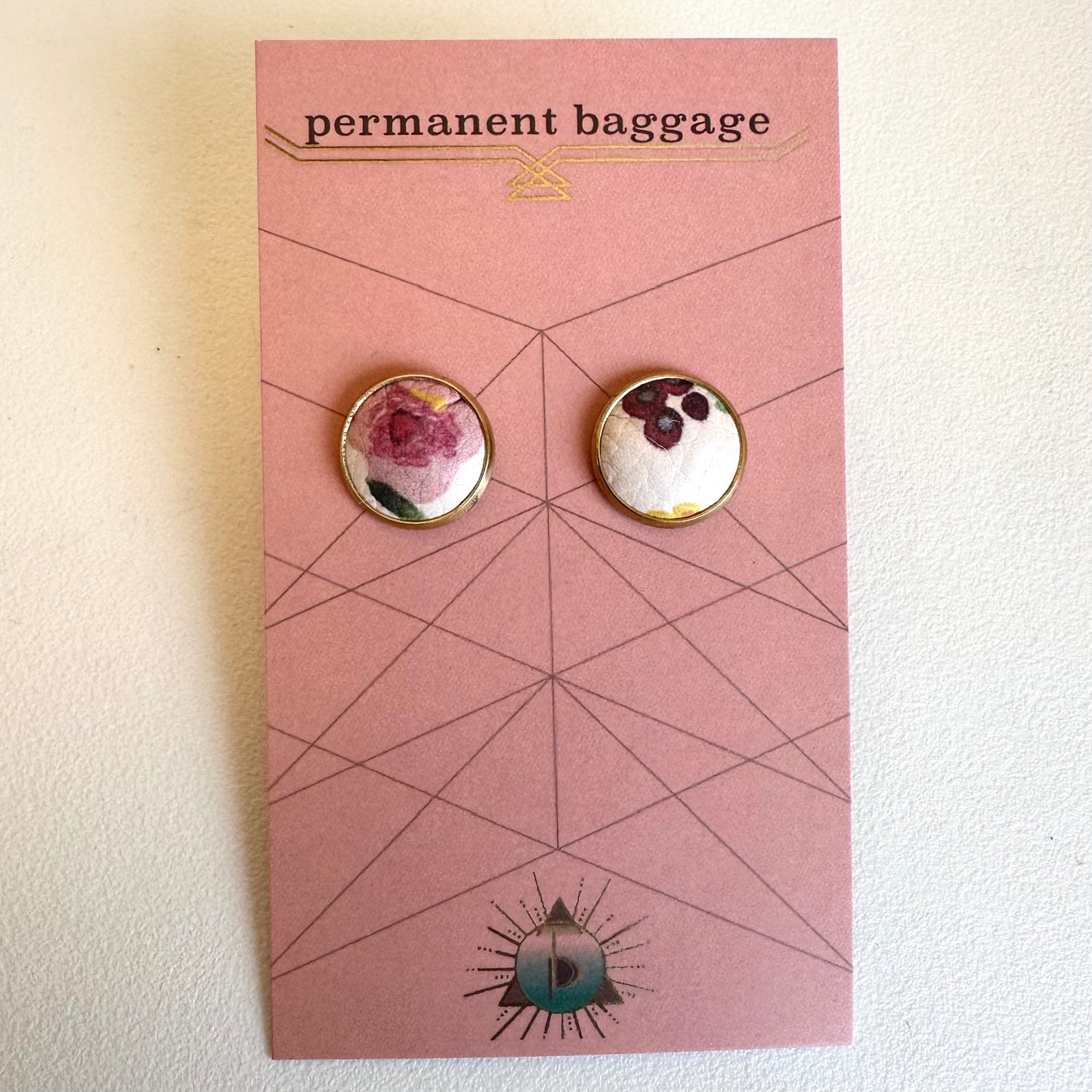 Permanent Baggage Button Leather Earrings