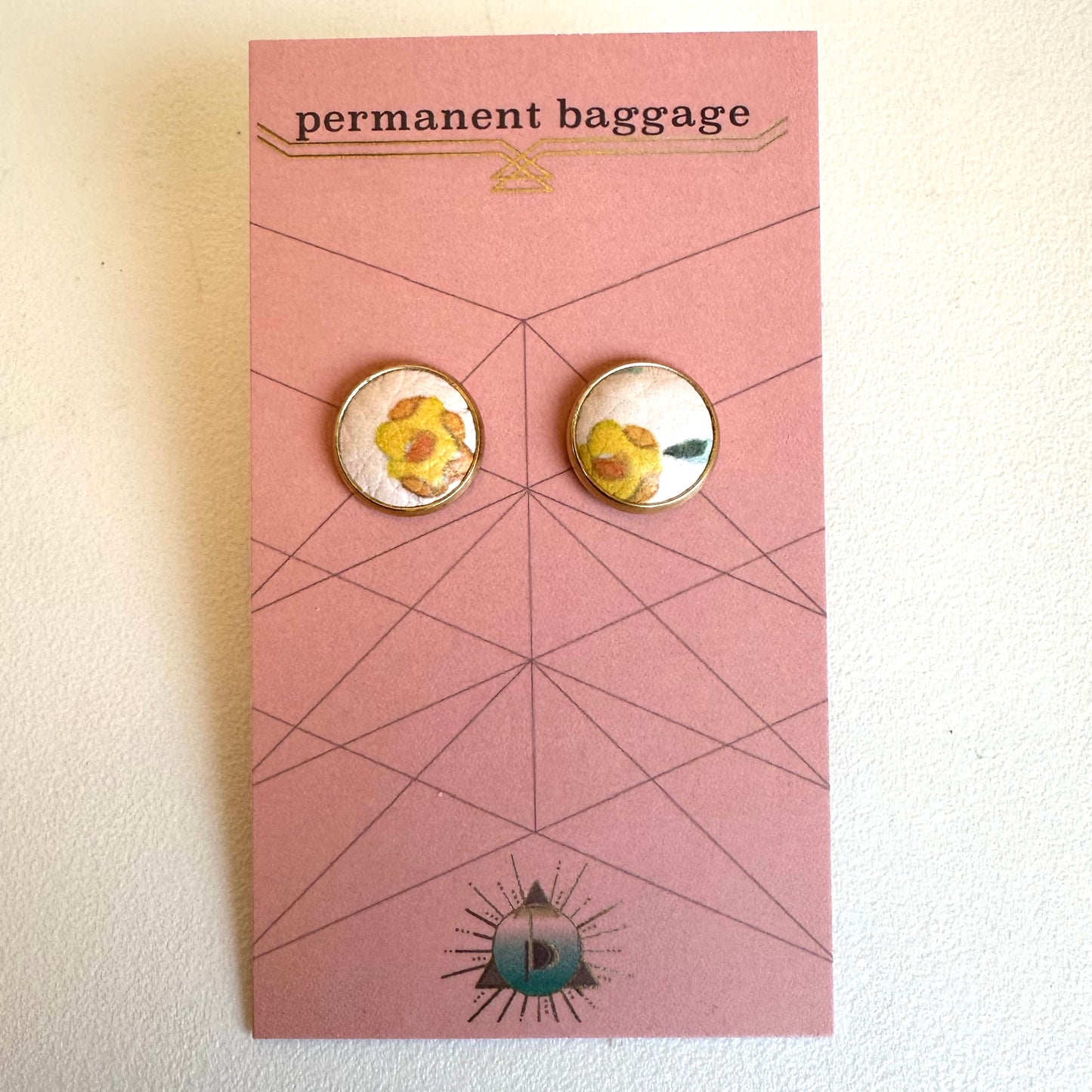 Permanent Baggage Button Leather Earrings