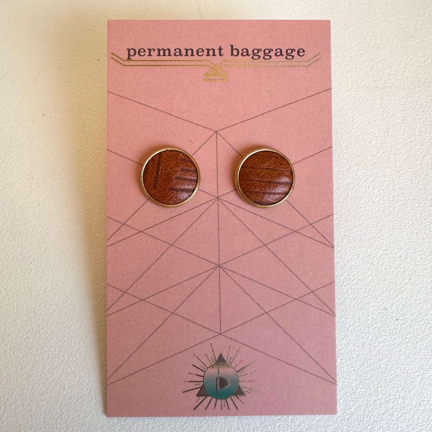 Permanent Baggage Button Leather Earrings