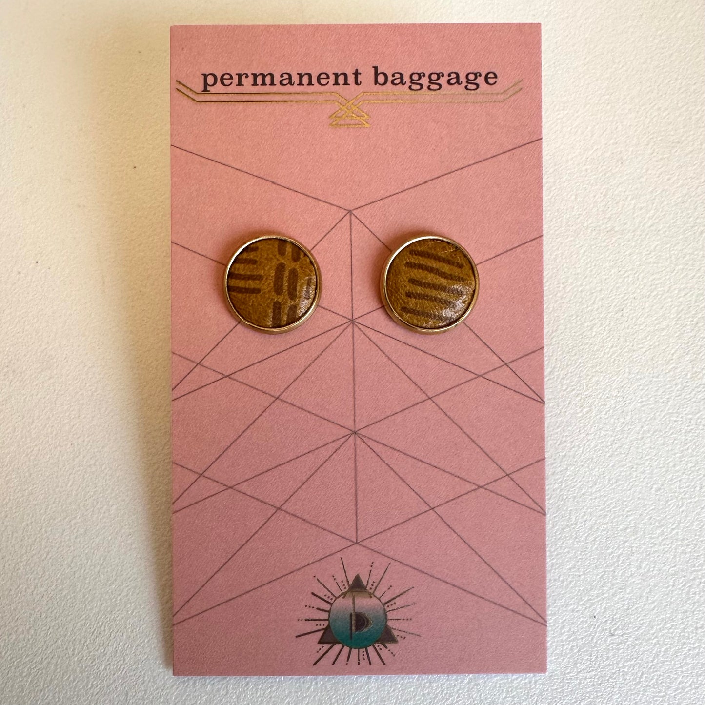 Permanent Baggage Button Leather Earrings