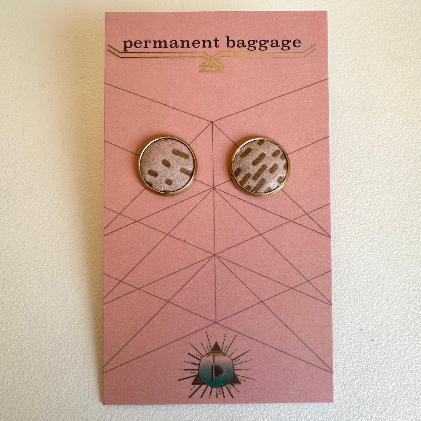 Permanent Baggage Button Leather Earrings