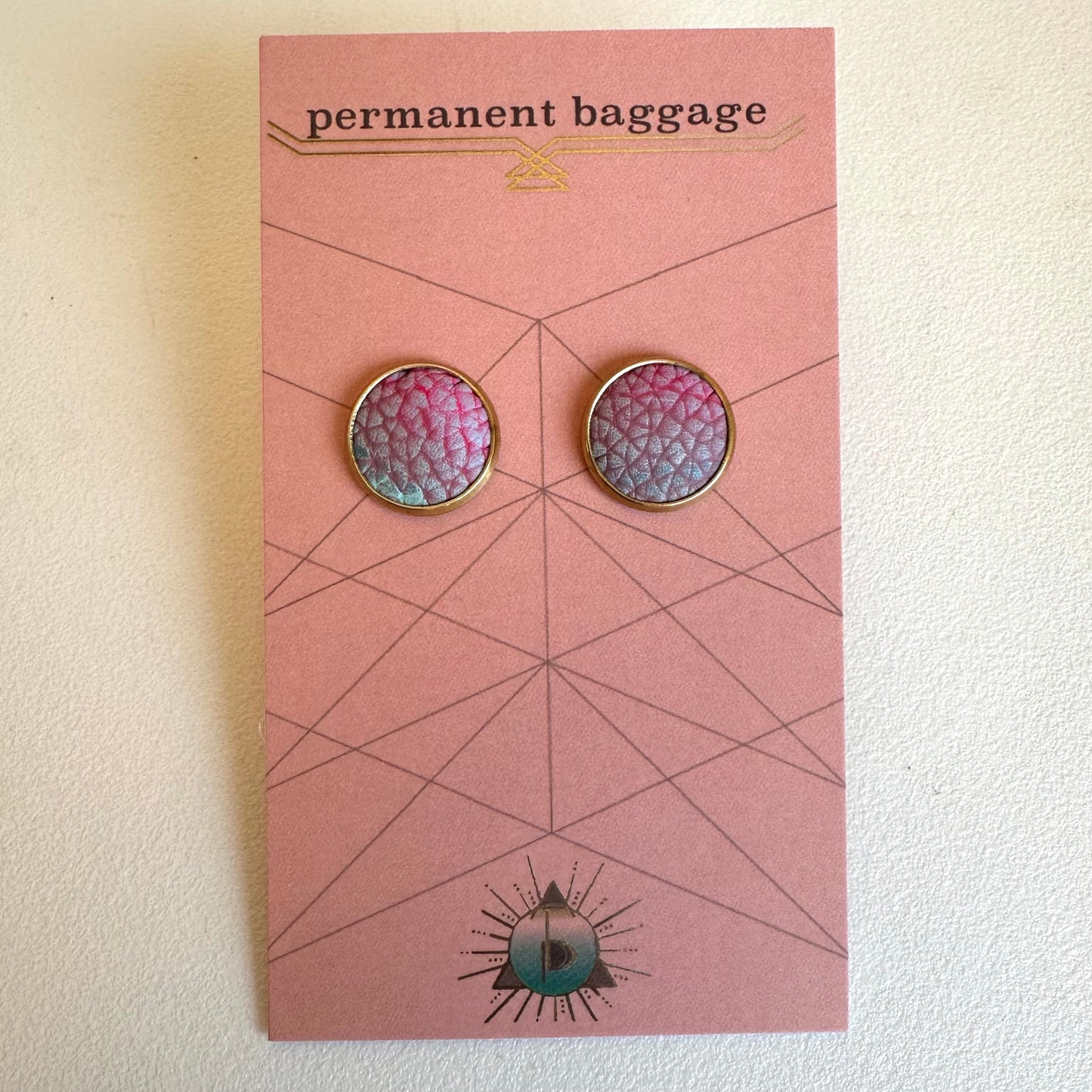 Permanent Baggage Button Leather Earrings