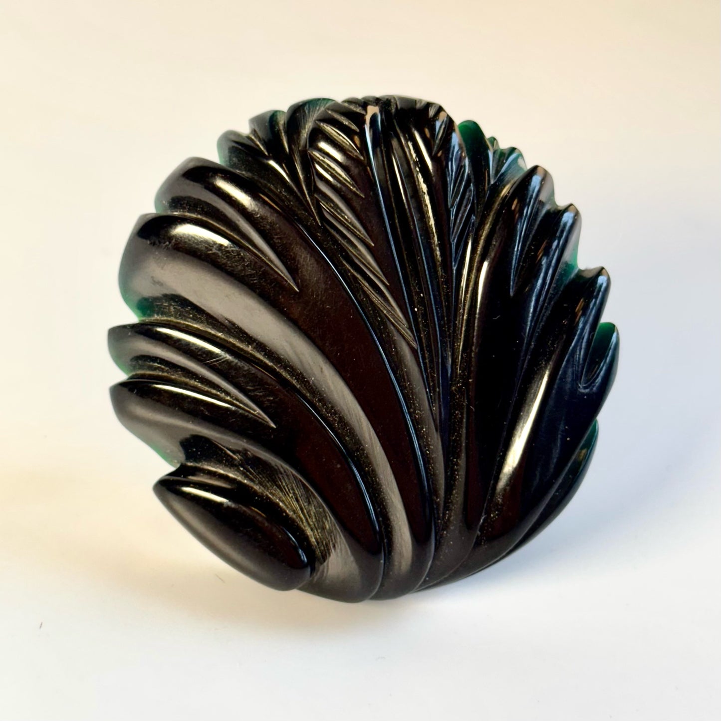 Vintage Bakelite Carved Black Brooch