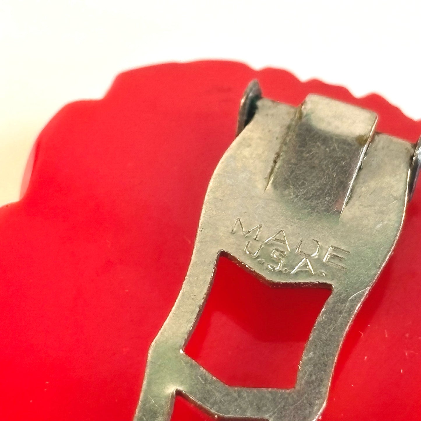 Vintage Bakelite Cherry Red Lapel Pin
