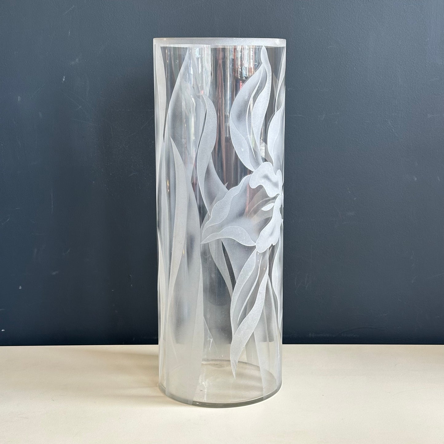 Vintage Franz Grosz Etched Floral Vase