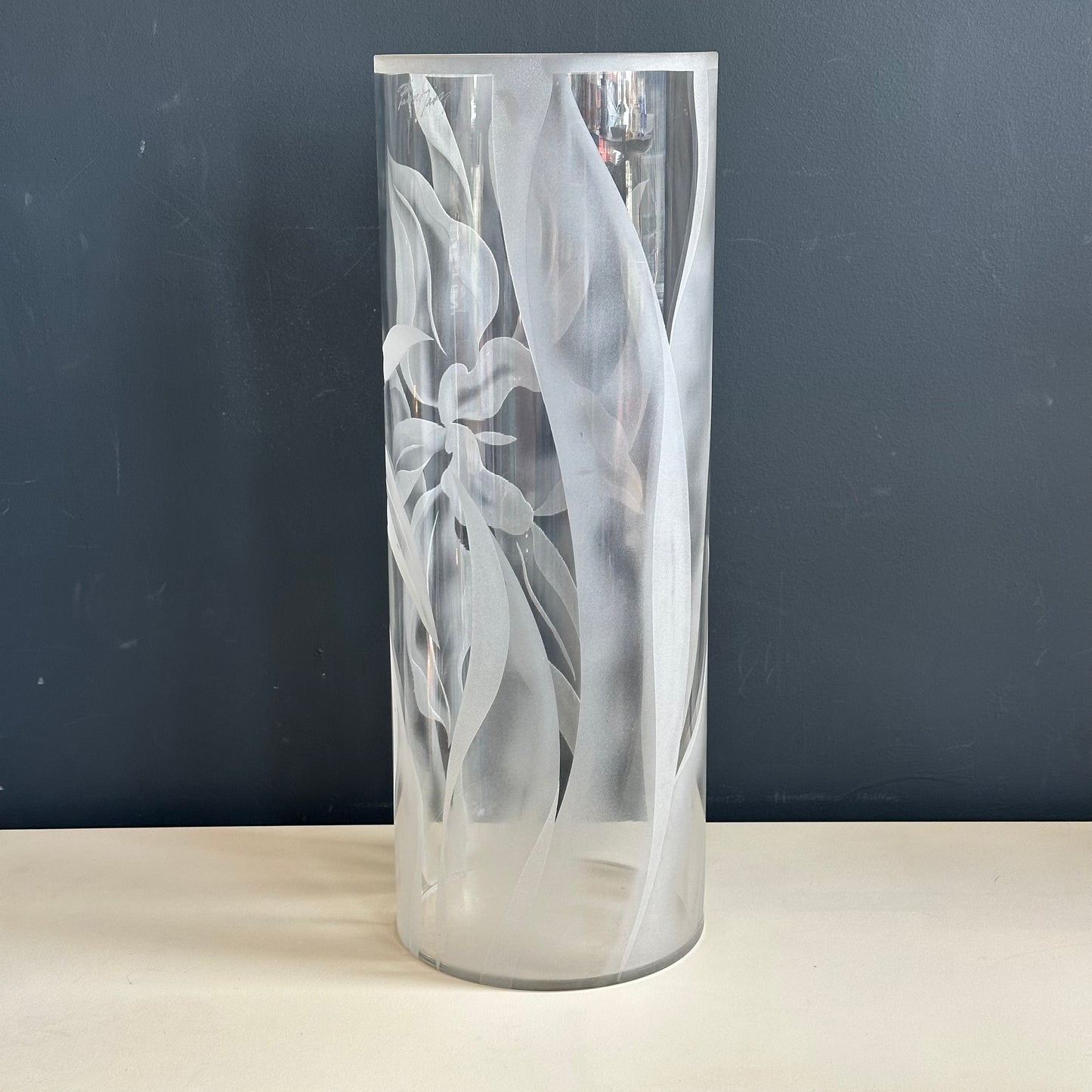 Vintage Franz Grosz Etched Floral Vase
