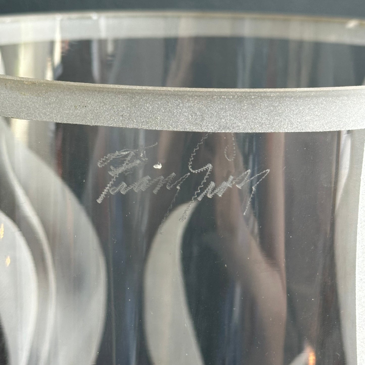Vintage Franz Grosz Etched Floral Vase