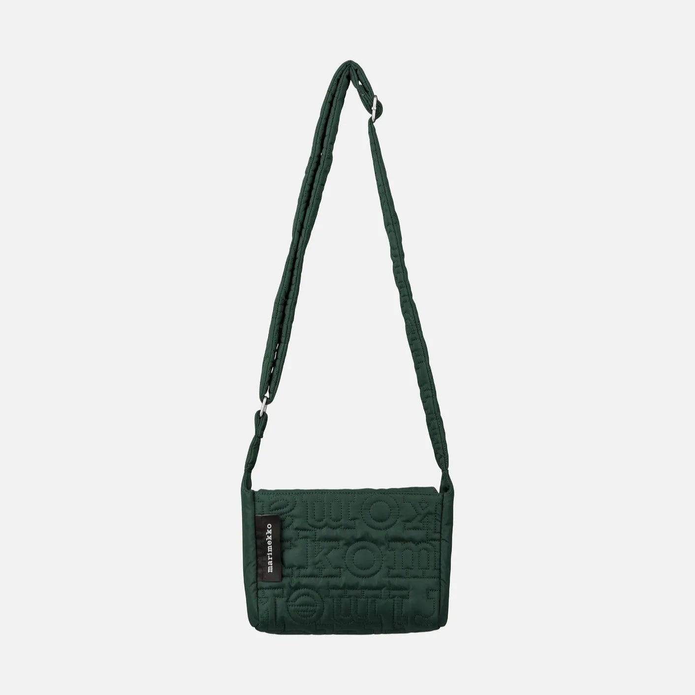 Green crossbody bag on a light gray background